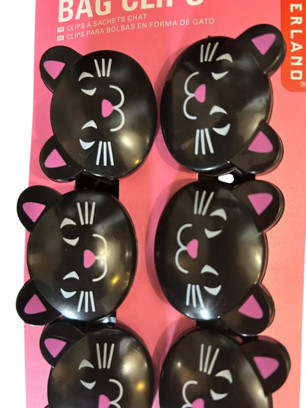 Kikkerland Cat Bag Clips Set of 6 NWT Kitchen Food Storage Clips